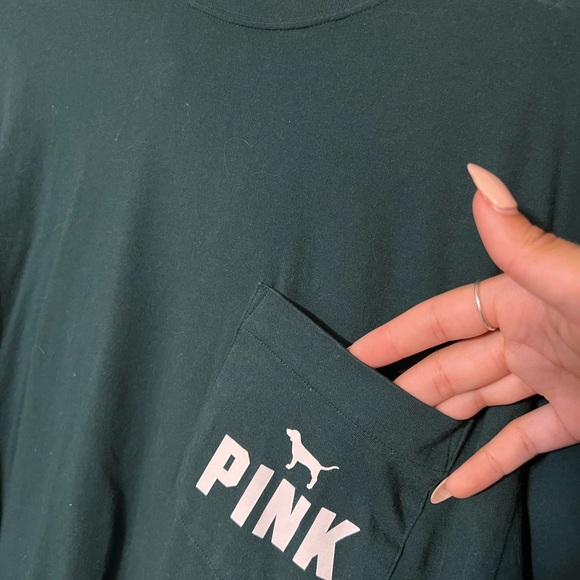 Green Victoria’s Secret PINK Long Sleeve T-Shirt - Picture 2 of 4